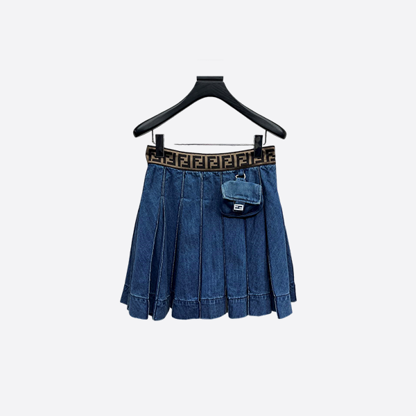 Fendi denim pleated skirt