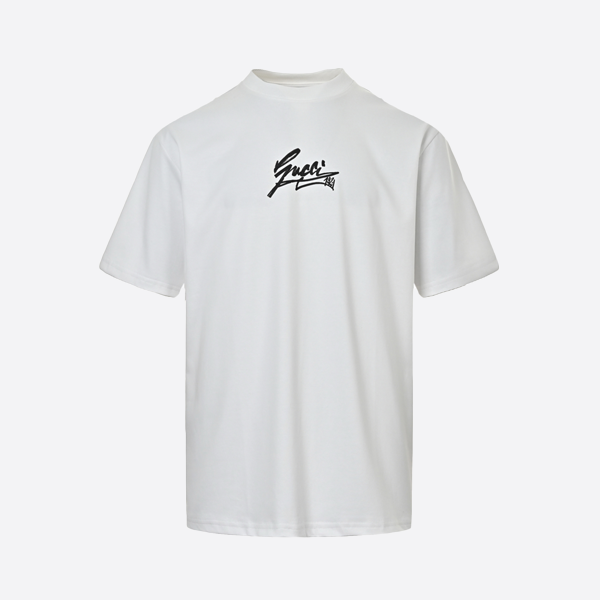 Gucci 2025 Spring/Summer Graffiti Signature Letter Print Short Sleeve Shirt