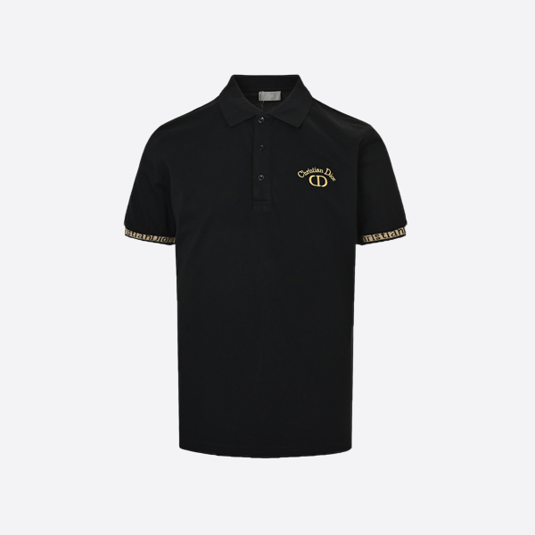 Dior 2025 Spring/Summer CD Gold Thread Embroidered Letter Polo Shirt, Short Sleeve
