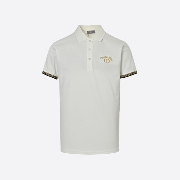 Dior 2025 Spring/Summer CD Gold Thread Embroidered Letter Polo Shirt, Short Sleeve