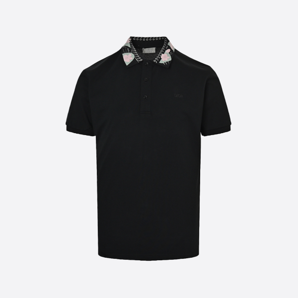 Dior floral collar jacquard short sleeve polo shirt