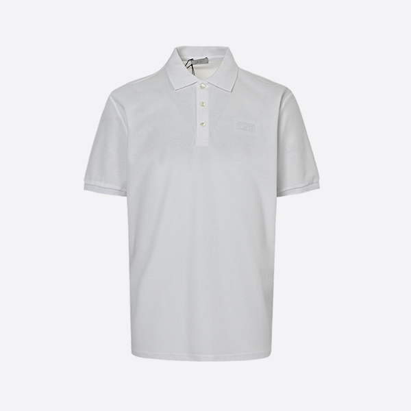 Dior Square Embroidery Polo Short Sleeve White