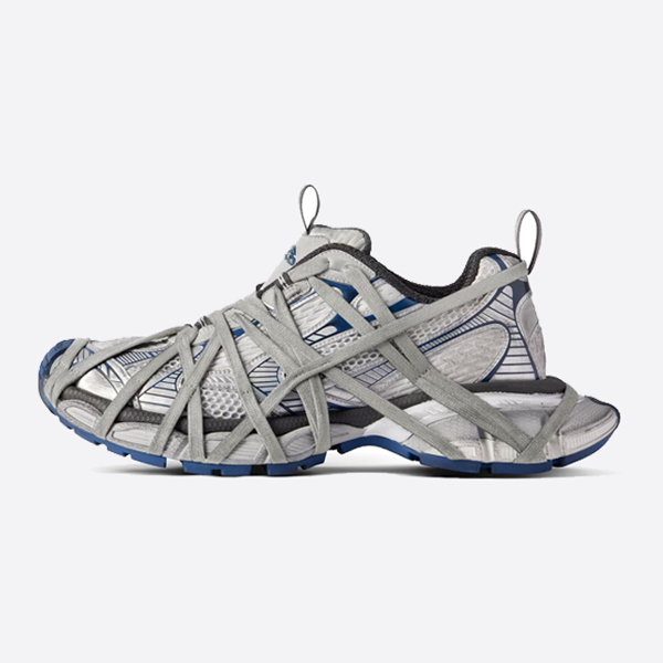 Balenciaga 3XL lace-up white, silver and blue color matching dad shoes 778698W3XLL9114