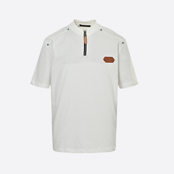 Louis Vuitton 25ss half-zip turquoise rivet short sleeve