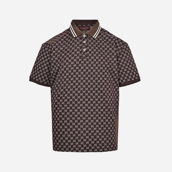Gucci 25ss full print jacquard Polo short sleeve