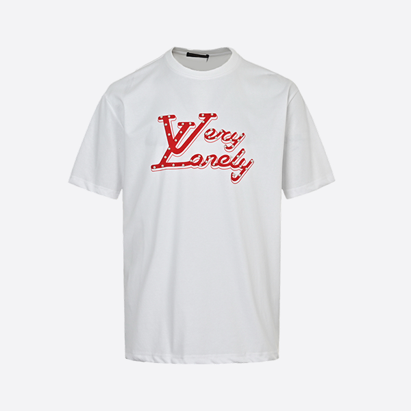 Louis Vuitton 25ss pearl flocked lettering short sleeve