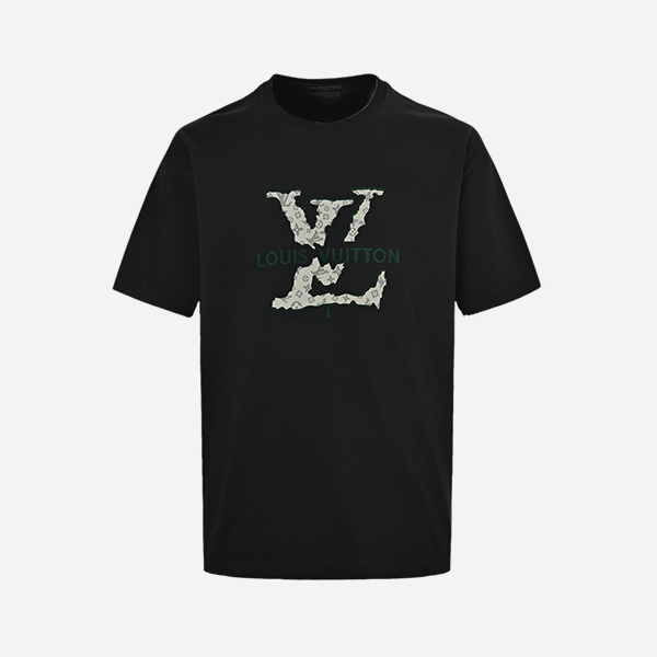 Louis Vuitton 25ss flocked lettering laminated short sleeves