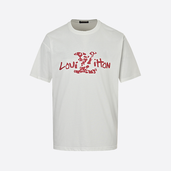 Louis Vuitton 25ss distressed letter print short sleeve