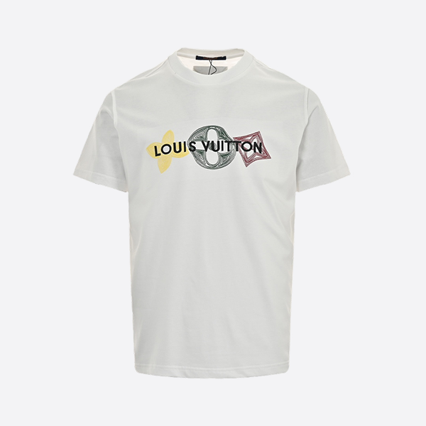 Louis Vuitton 24ss embroidered three-flower letter short sleeve
