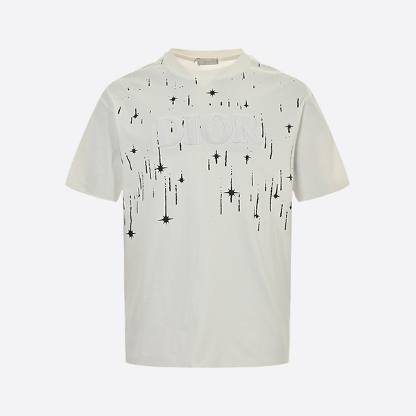 Dior 24ss toothbrush embroidered letters shooting star print short sleeves