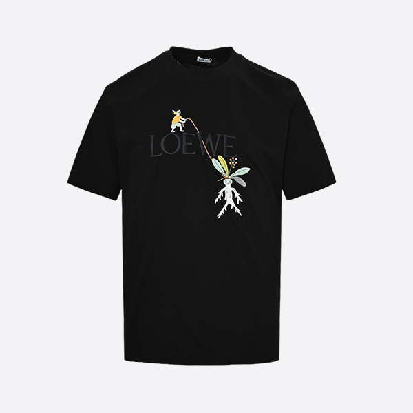 Loewe x Suna Fujita joint edition ginseng embroidered short sleeve