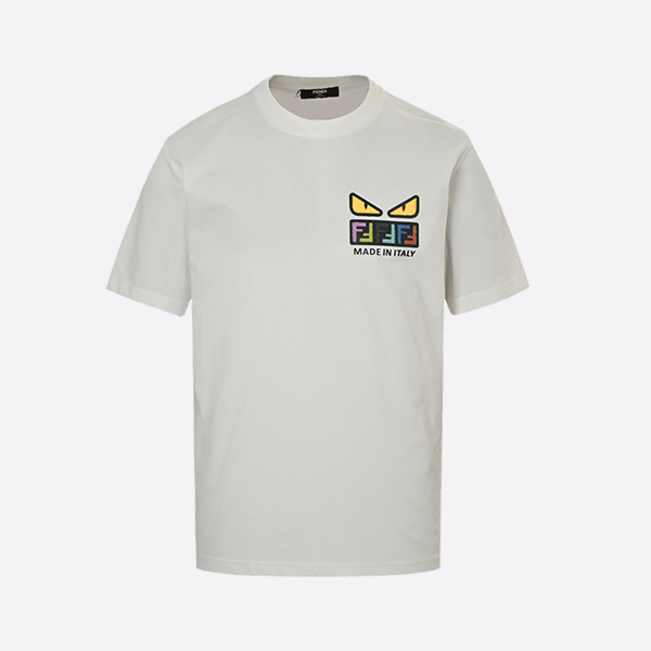 Fendi 25ss flocked eyes letter print short sleeves