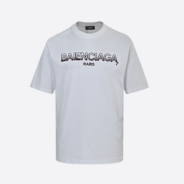 Balenciaga 25ss gradient letter embroidered short sleeve