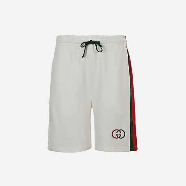 Gucci Side webbing double G embroidered lettering shorts
