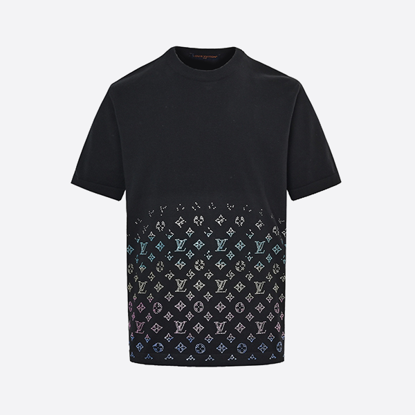 Louis Vuitton 25ss gradient monogram colored diamond knitted short sleeve