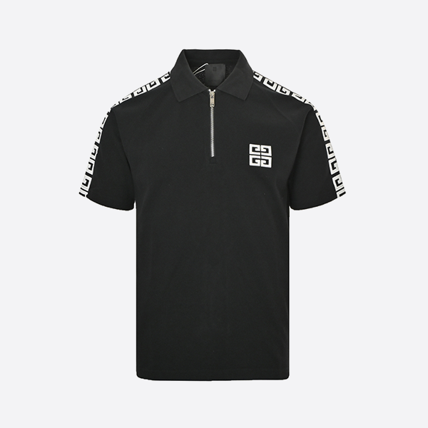 Givenchy Half Zip Chest Four Square Logo Short Sleeve