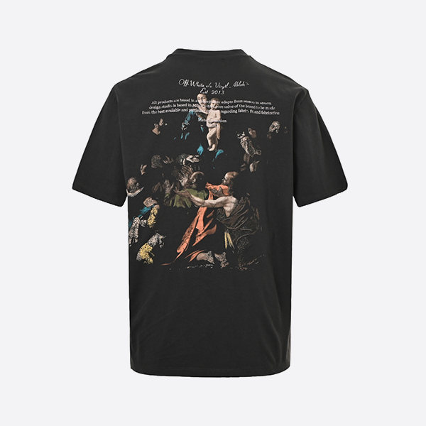OFF WHITE CO VIRGIL 24ss Washed short sleeves with hymn and Madonna print on the back