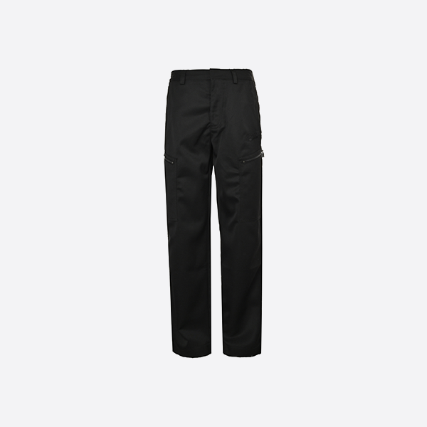Prada Back Pocket Triangle Leather Washed Trousers