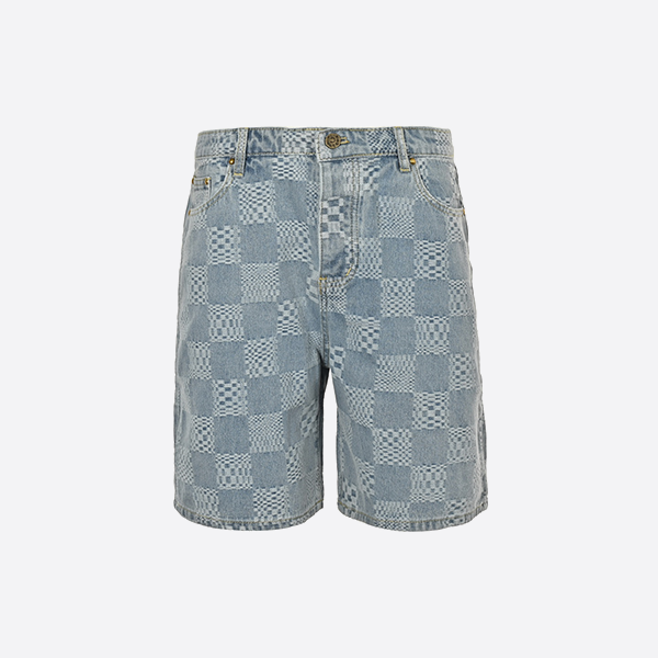 Louis Vuitton 25ss checkerboard jacquard denim shorts