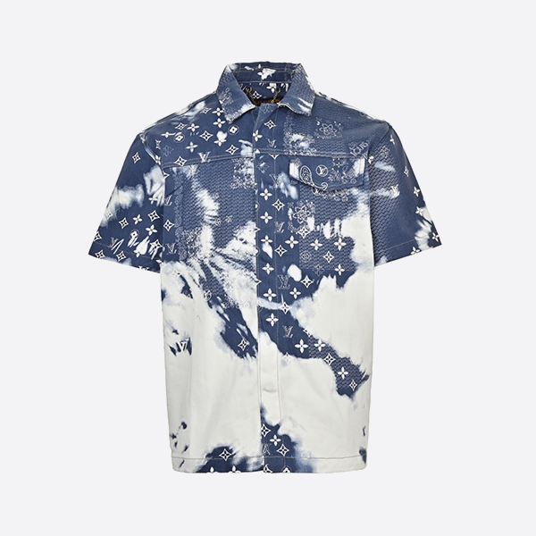 Louis Vuitton Paisley Tie-Dye Denim Short Sleeve Shirt