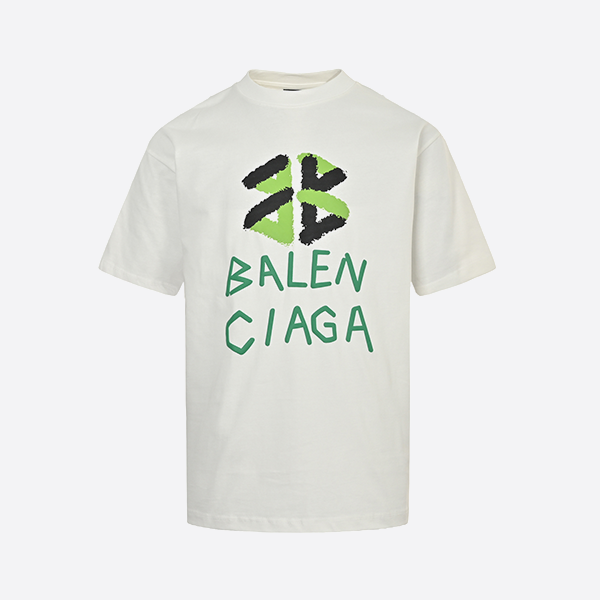 Balenciaga 25ss green foam letter print short sleeve