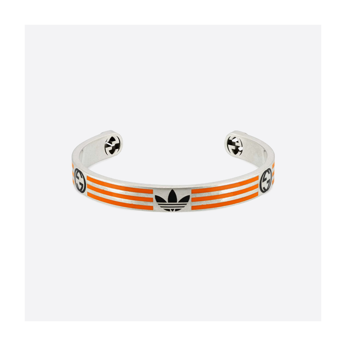 Gucci 925 sterling silver adidas joint series double G trefoil bracelet 702869 J89L0 8190