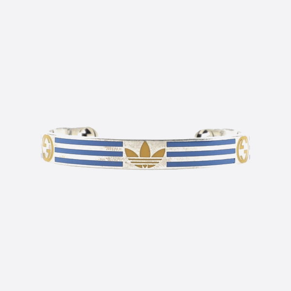 Gucci 925 sterling silver adidas joint series double G trefoil bracelet 702869 J89L0 8498