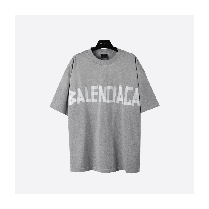 Balenciaga SS25 Masking Tape Grey Short Sleeve