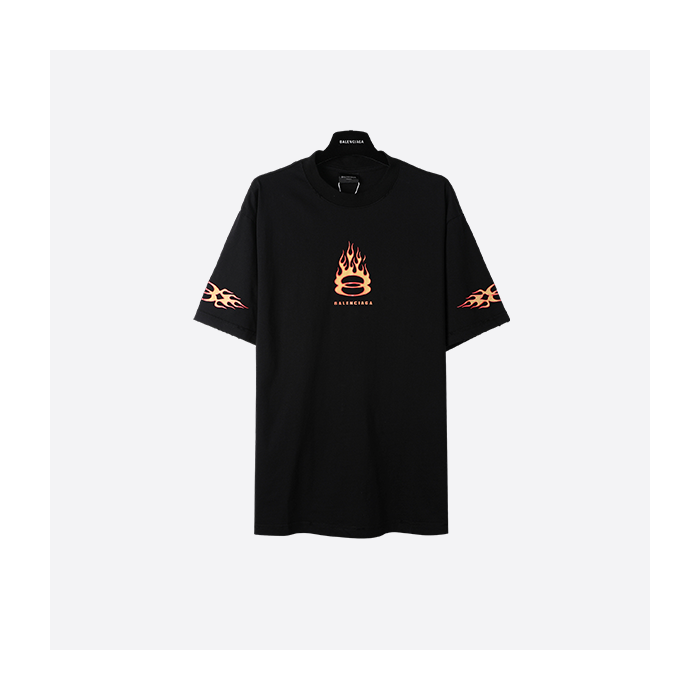 Balenciaga 25ss double ring flame crack short sleeve