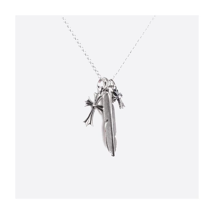 クロムハーツ 925スターリングシルバー フェザークロスネックレス 86720674