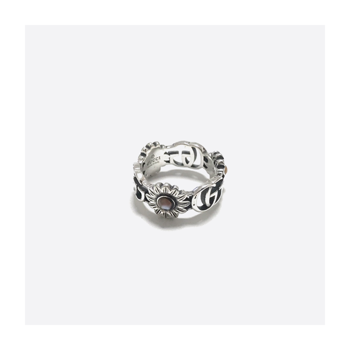 Gucci 925 Sterling Silver Double G Flower Ring 527394 J8440 8184
