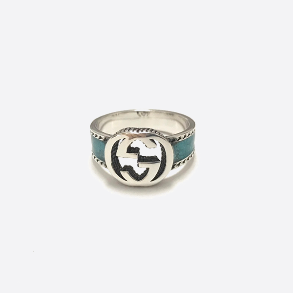 Gucci 925 sterling silver interlocking double G enamel ring p1162635619
